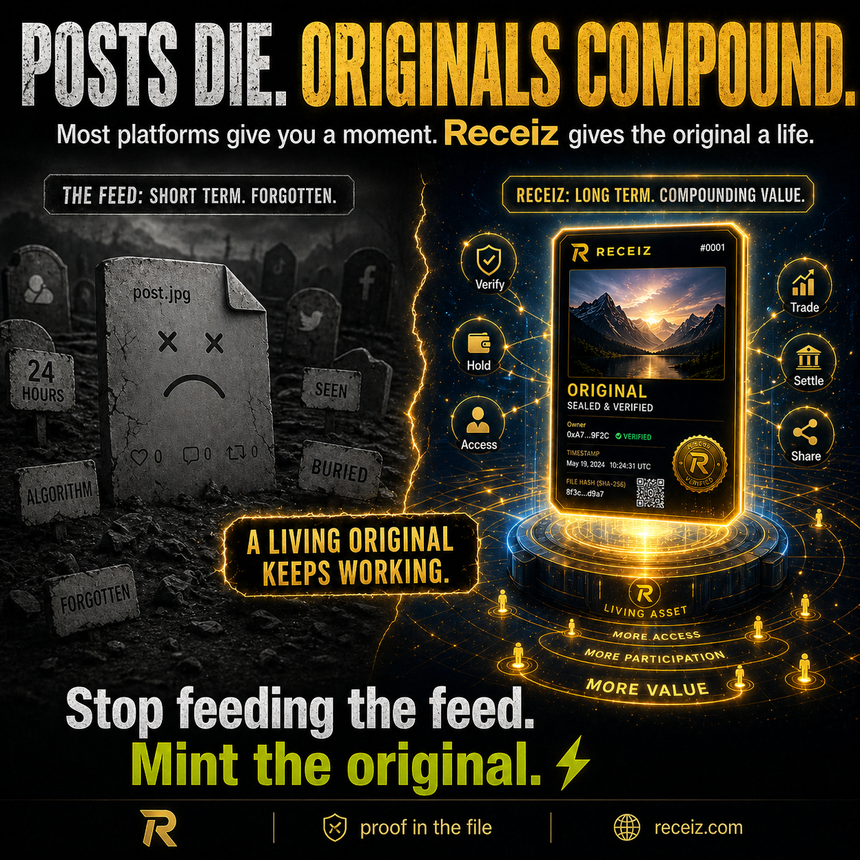 Posts die in the feed. artwork