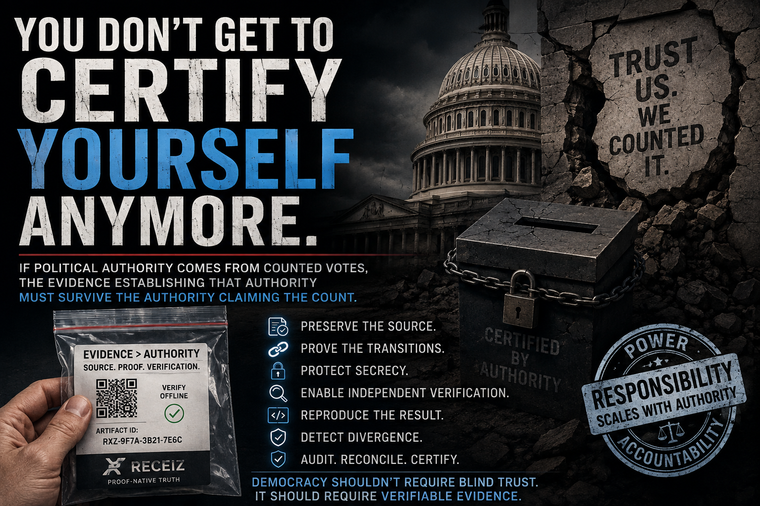 YOU DON’T GET TO CERTIFY YOURSELF ANYMORE artwork